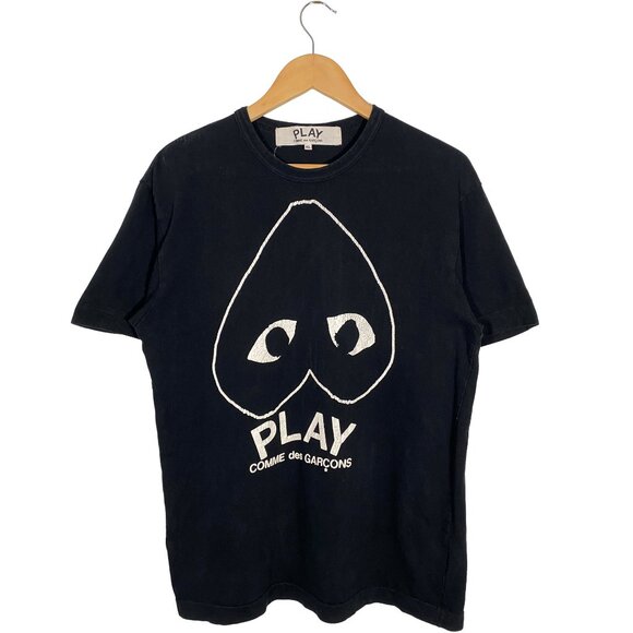 Comme Des Garcons Play Upside-down Heart Short Sleeve Cotton Tee Black mens XL - Picture 1 of 8